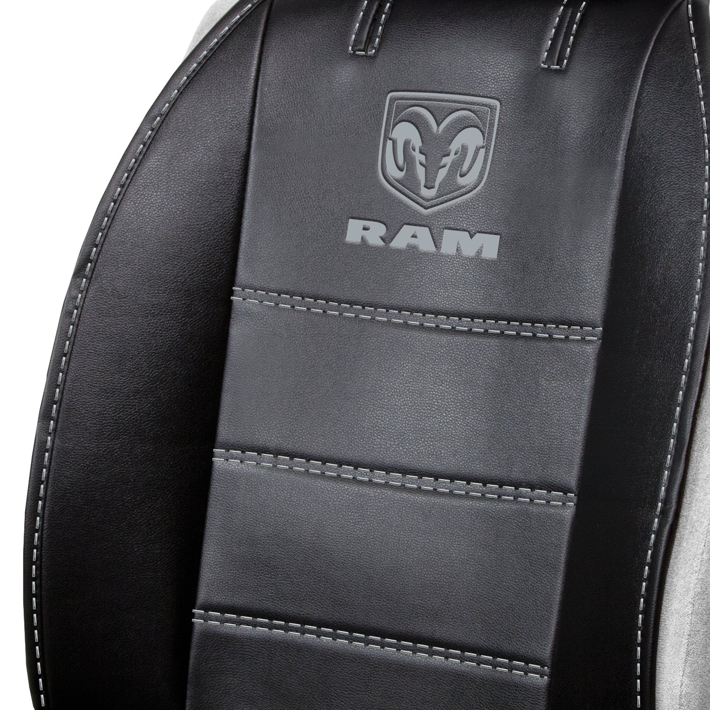 Pair of Plasticolor Premium 3 Piece Sideless Car Truck or SUV Seat Cover with RAM Logo and Cargo Pocket Compatible with RAM - Yupbizauto