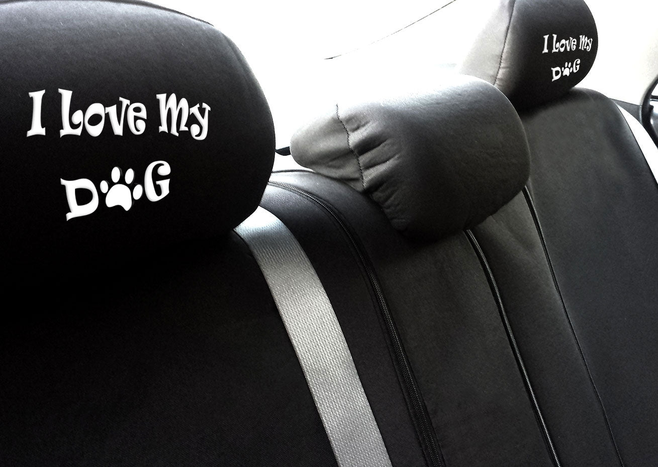 Embroidery I Love My Dog Design Auto Truck SUV Car Seat Headrest Cover Accessory 1 Piece - Yupbizauto