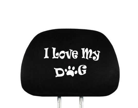 Embroidery I Love My Dog Design Auto Truck SUV Car Seat Headrest Cover Accessory 1 Piece - Yupbizauto