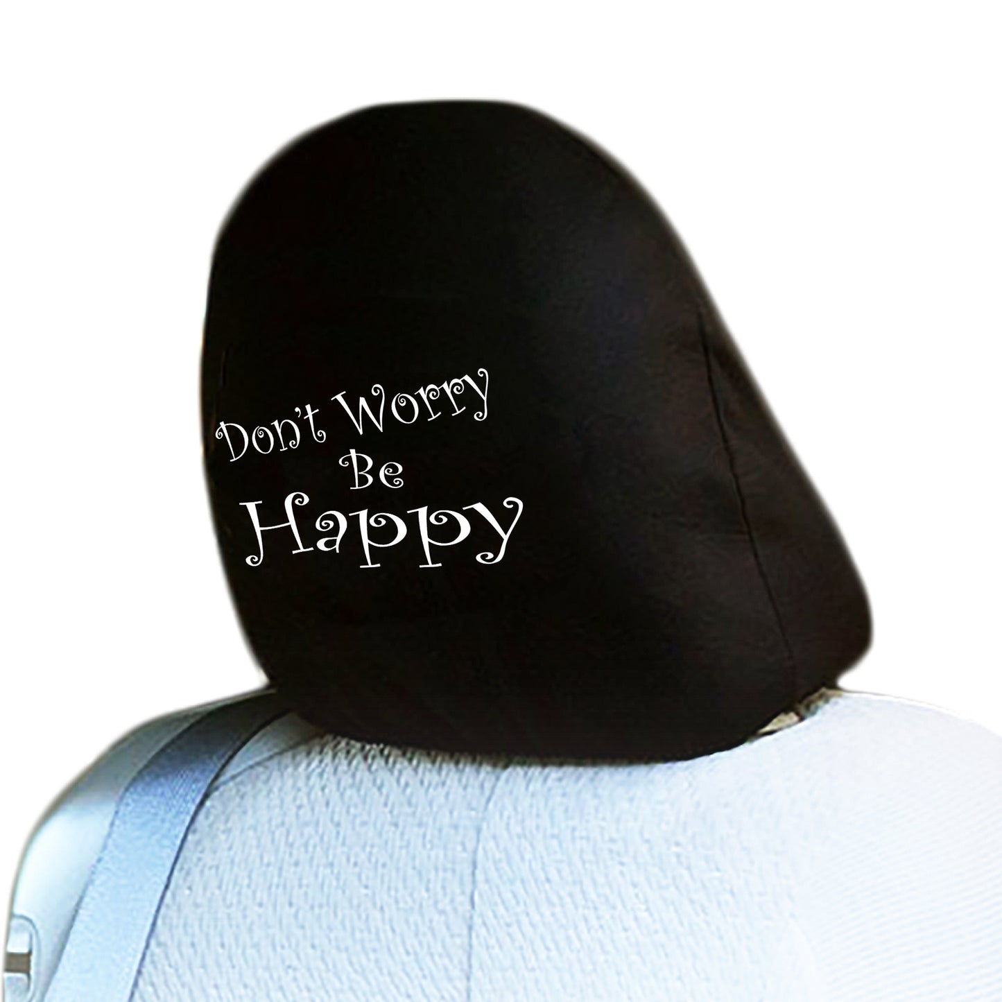 Embroidery Don't Worry Be Happy Logo Design Auto Truck SUV Car Seat Headrest Cover Accessory 1 Piece - Yupbizauto
