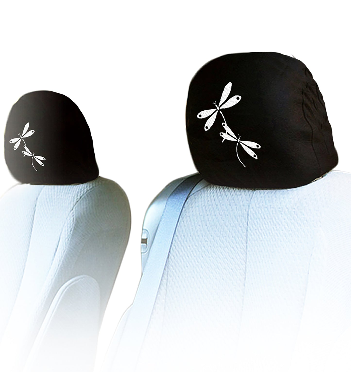 Embroidery Dragonfly Logo Design Auto Truck SUV Car Seat Headrest Cover Accessory 1 Pair - Yupbizauto