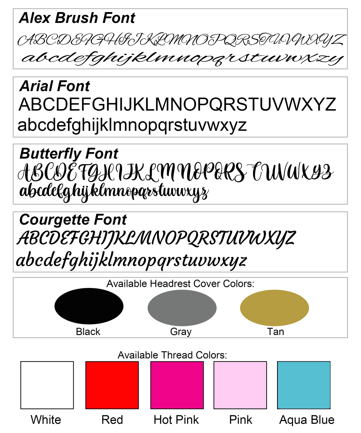 customization color and font chart