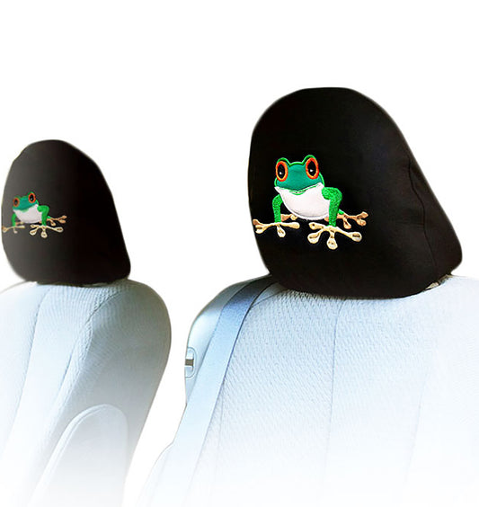 Embroidery Frog Design Auto Truck SUV Car Seat Headrest Cover Accessory 1 Pair - Yupbizauto