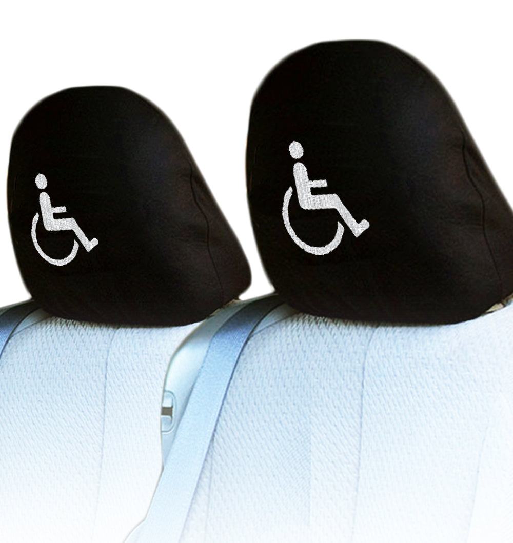 Handicap Sign Design Auto Truck SUV Car Seat Headrest Cover Accessory 1 Pair - Yupbizauto