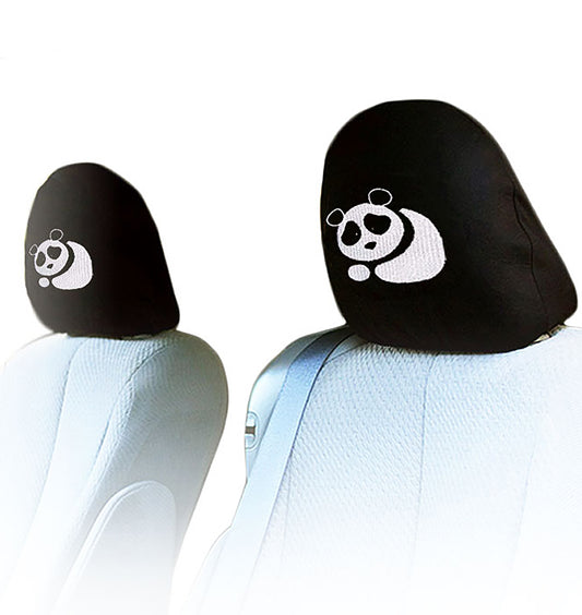Embroidery Panda Logo Design Auto Truck SUV Car Seat Headrest Cover Accessory 1 Pair - Yupbizauto