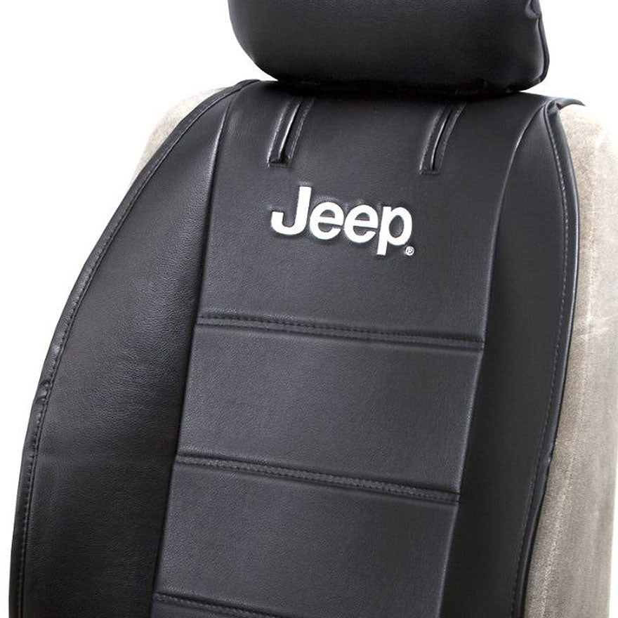 Pair of Plasticolor Premium 3 Piece Sideless Car Truck or SUV Seat Cover with JEEP Logo and Cargo Pocket Compatible with JEEP - Yupbizauto