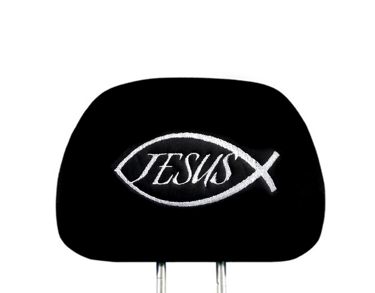 Embroidery Jesus Fish Design Auto Truck SUV Car Seat Headrest Cover Accessory 1 Piece - Yupbizauto