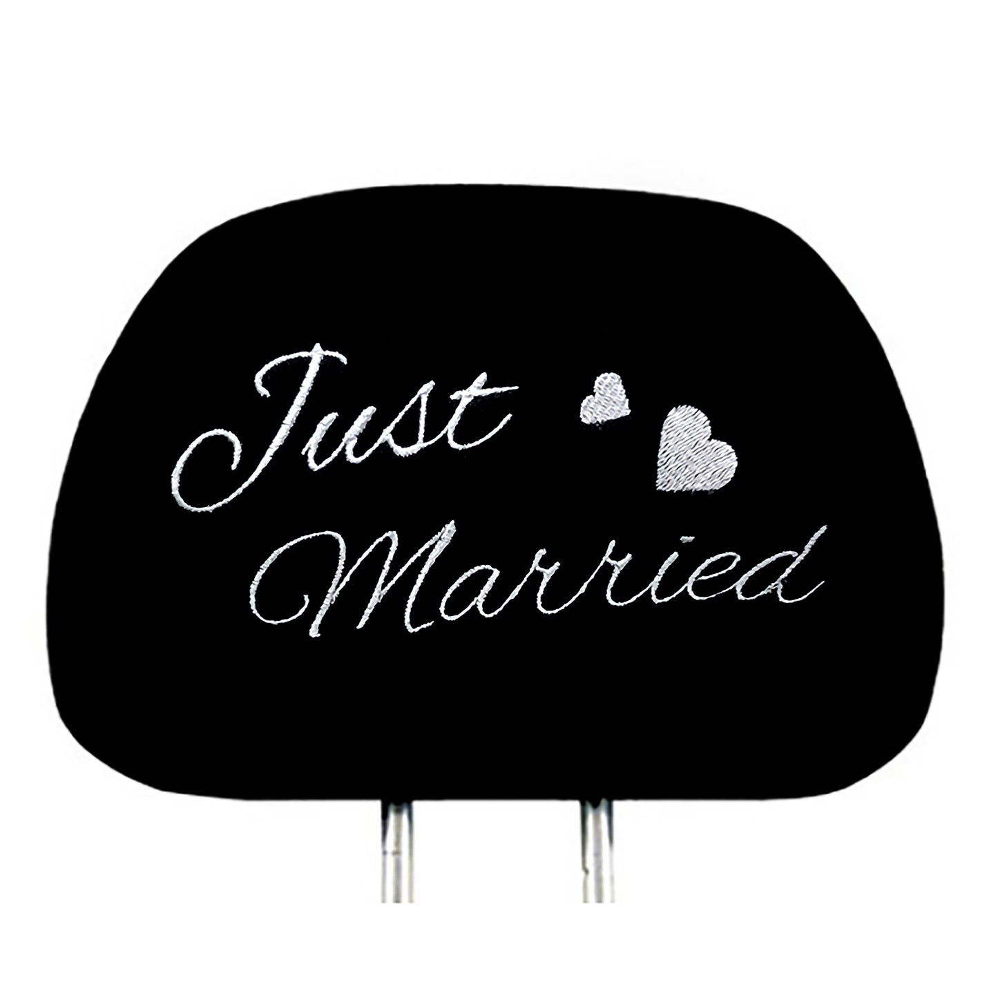 Just Married Design Auto Truck SUV Car Seat Headrest Cover Accessory Pair - Yupbizauto