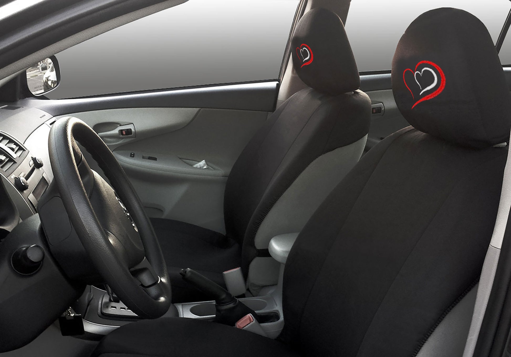 Red Heart Design Auto Truck SUV Car Seat Headrest Cover Accessory 1 Piece - Yupbizauto