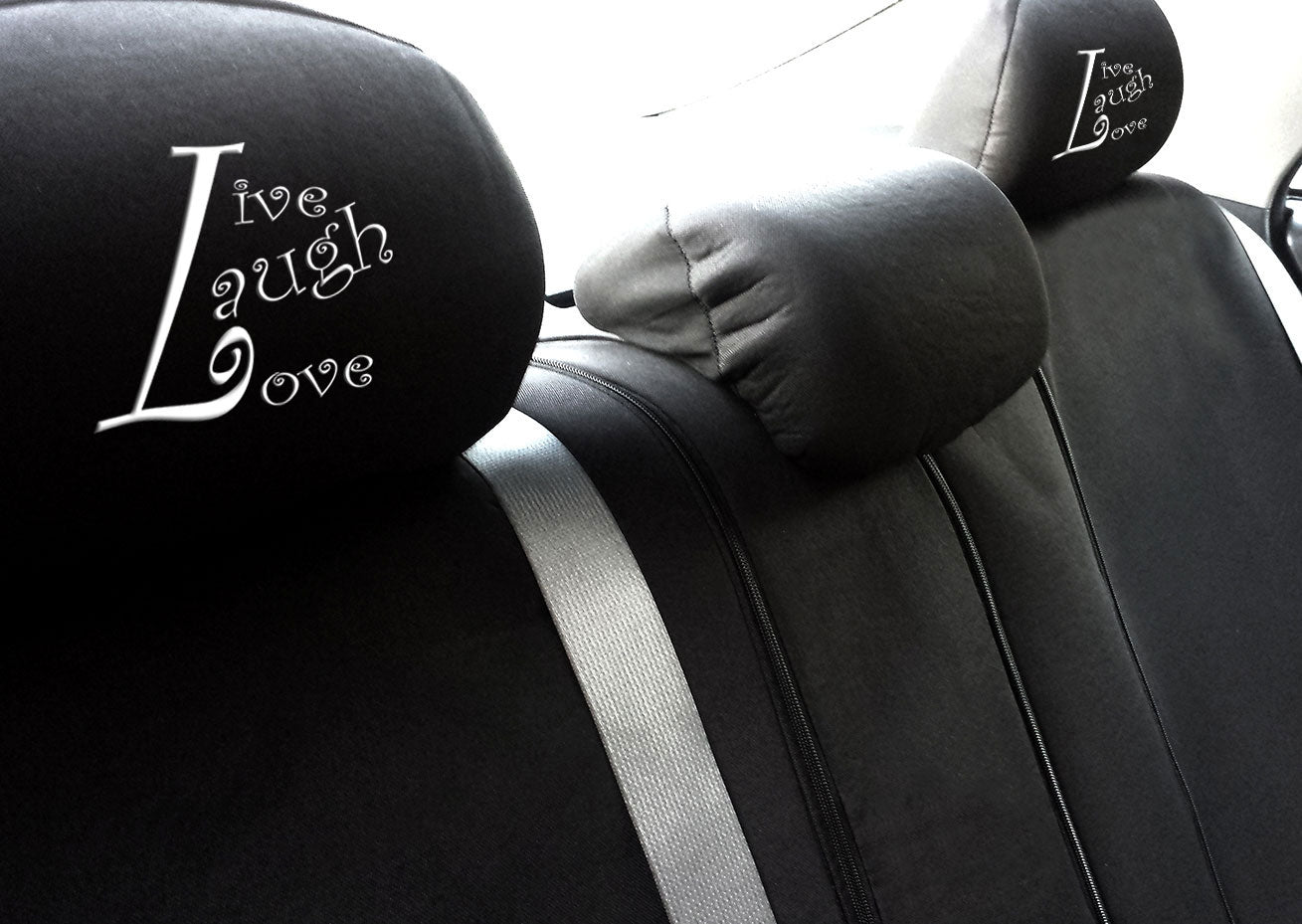 Embroidery Live Love Laugh Logo Design Auto Truck SUV Car Seat Headrest Cover Accessory 1 Piece - Yupbizauto