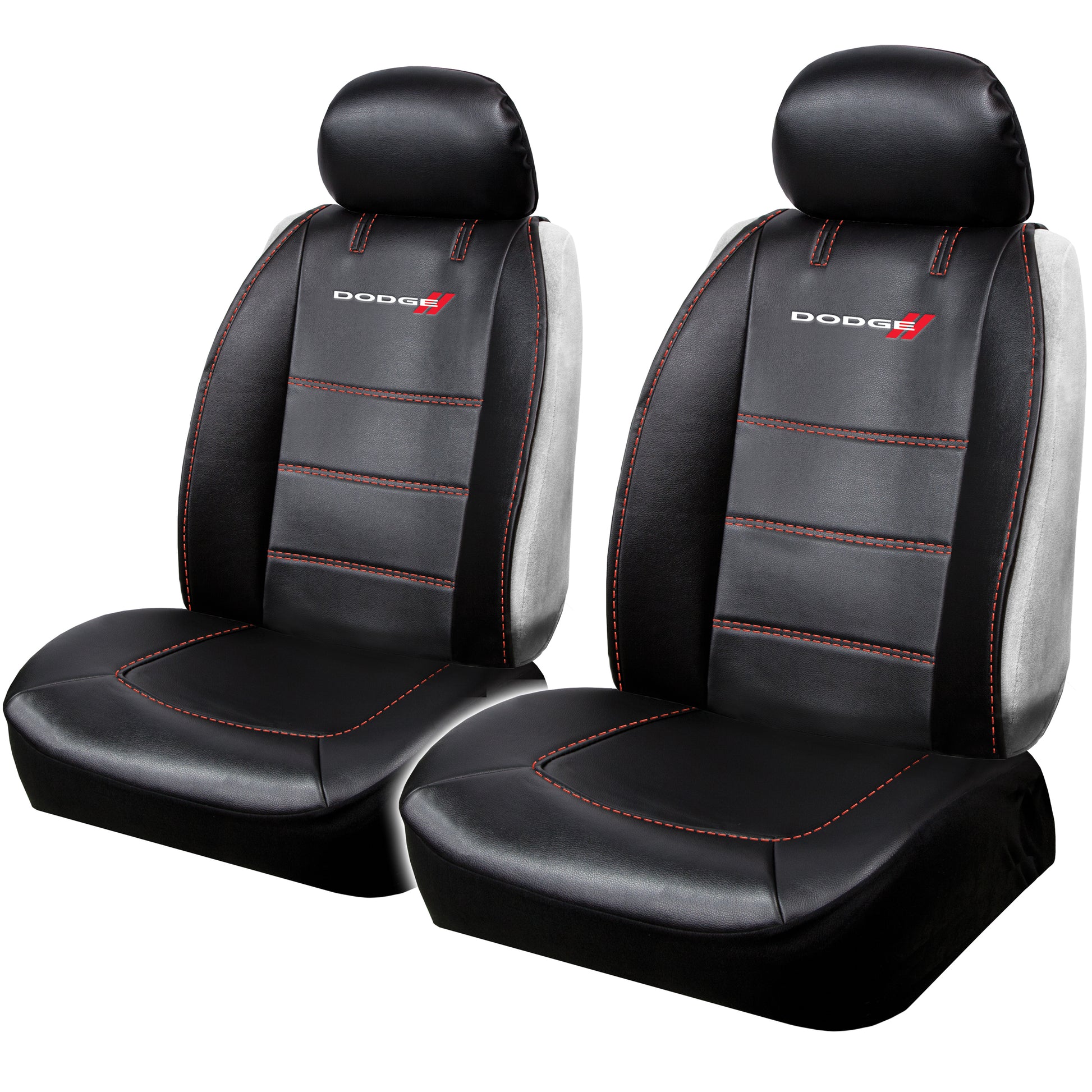 Pair of Plasticolor Premium 3 Piece Sideless Car Truck or SUV Seat Cover with Dodge Logo and Cargo Pocket Compatible with Dodge - Yupbizauto