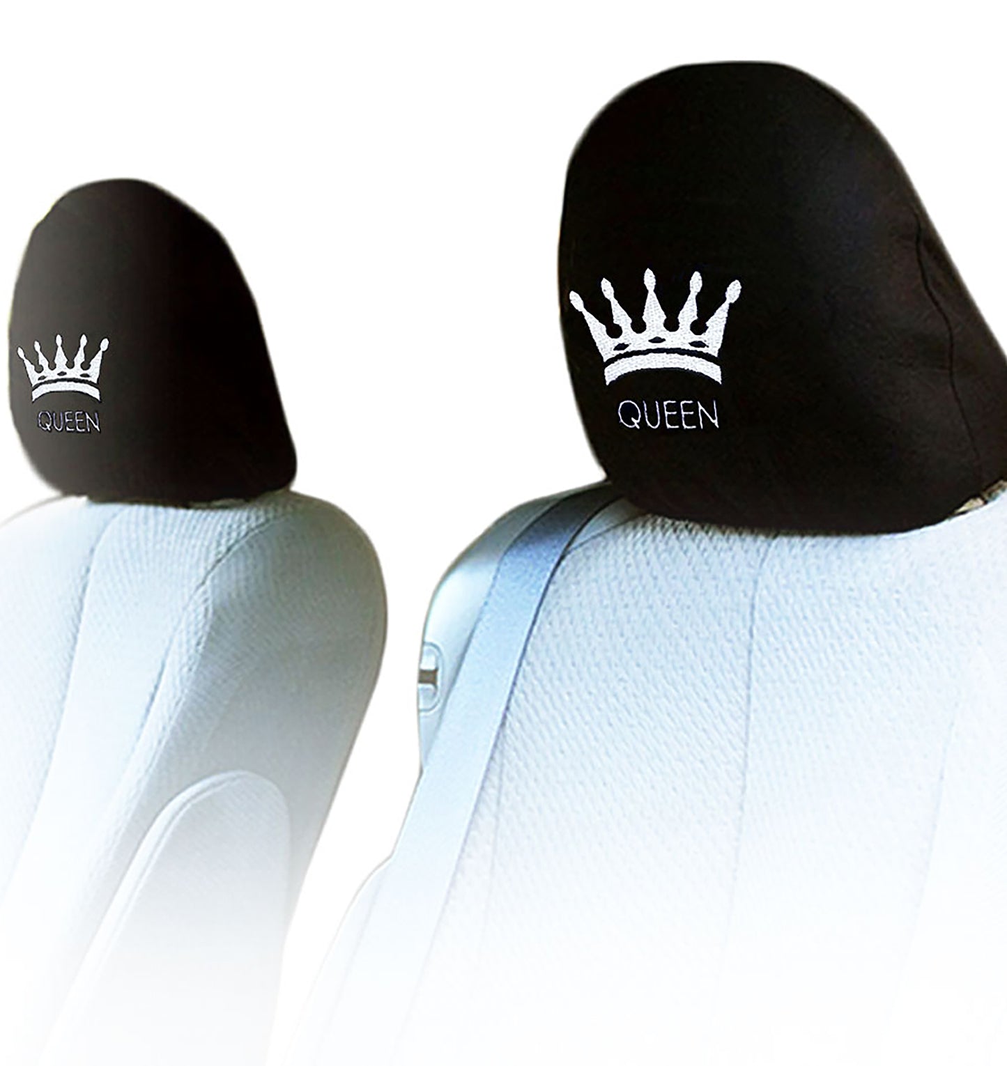 Embroidery Queen Design Auto Truck SUV Car Seat Headrest Cover Accessory 1 Pair - Yupbizauto