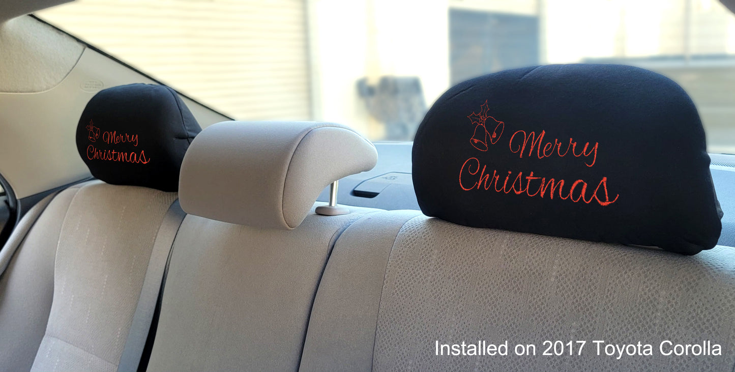 Embroidery Merry Christmas Design Auto Truck SUV Car Seat Headrest Cover Accessory 1 Piece - Yupbizauto