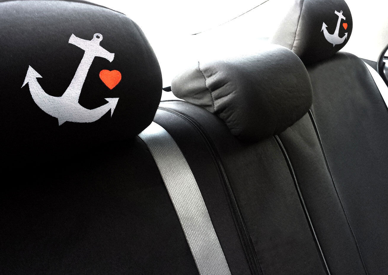 Embroidery Navy Anchor Logo Design Auto Truck SUV Car Seat Headrest Cover Accessory 1 Pair - Yupbizauto