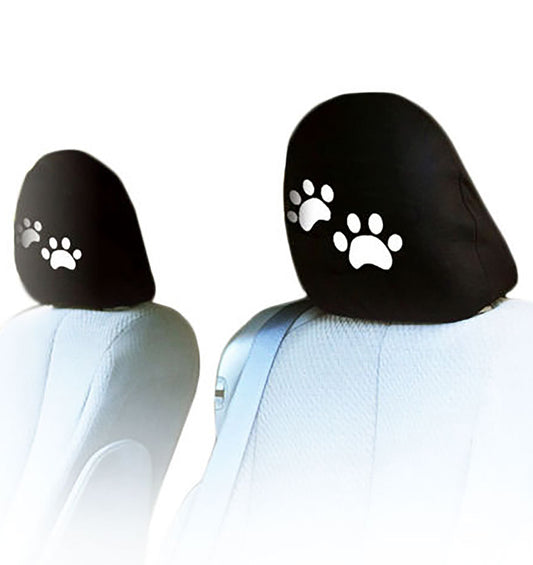 car headrest covers with embroidery white paws design