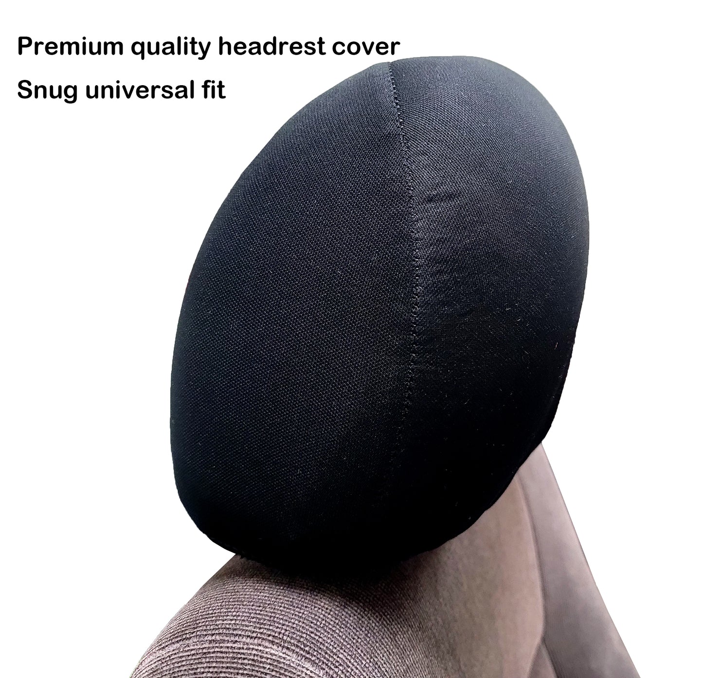 2X Cars Trucks & Cover Plain Solid Black Polyester Universal Headrest Covers details 
