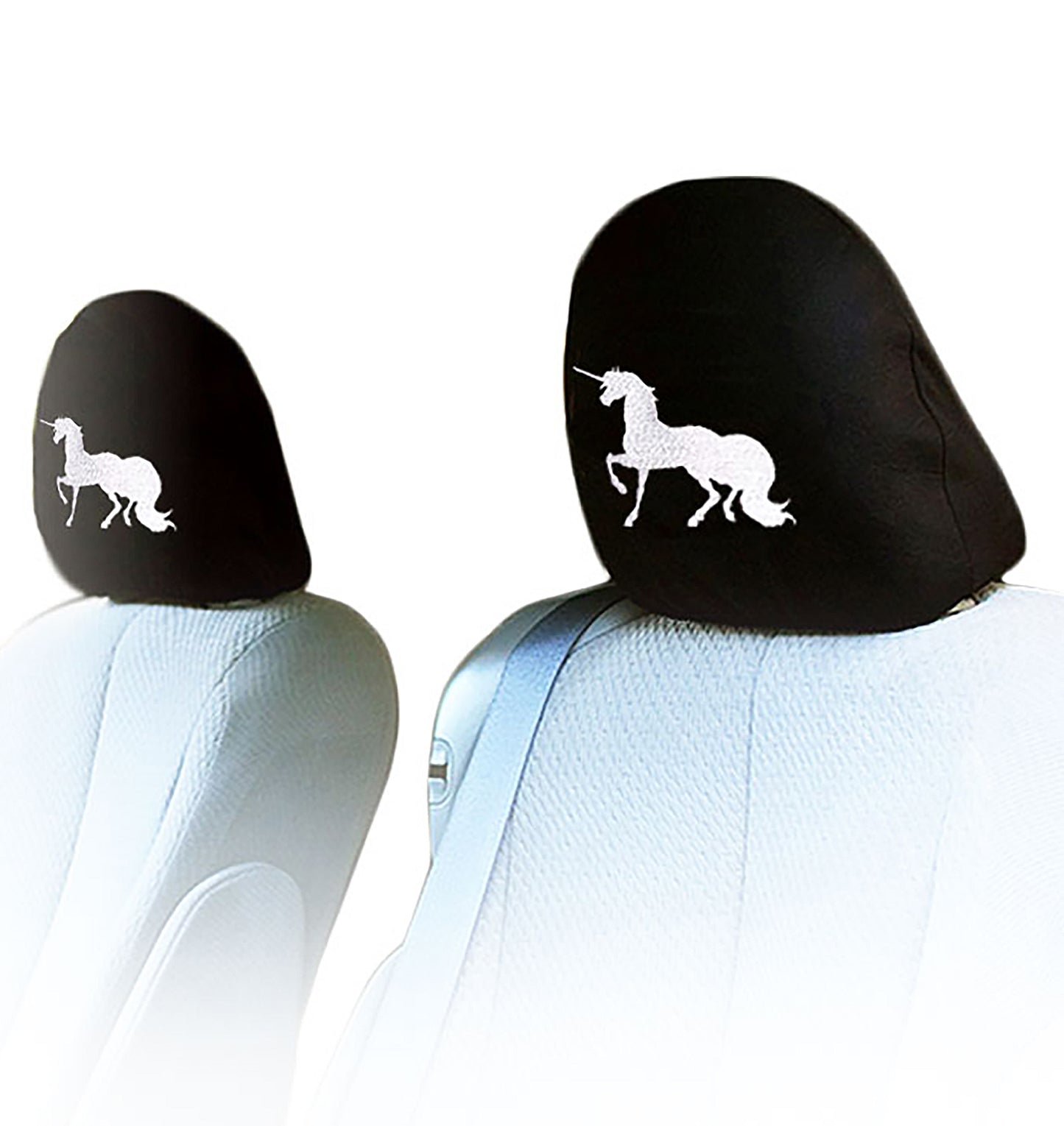 Car headrest cover with unicord design