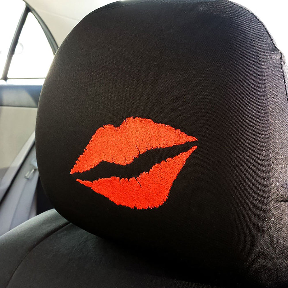 Embroidery Red LIp Logo Design Auto Truck SUV Car Seat Headrest Cover Accessory 1 Piece - Yupbizauto