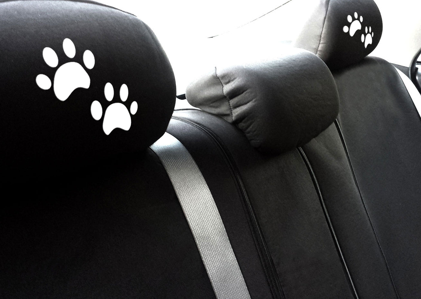Embroidery White Paw Logo Design Auto Truck SUV Car Seat Headrest Cover Accessory 1 Piece - Yupbizauto